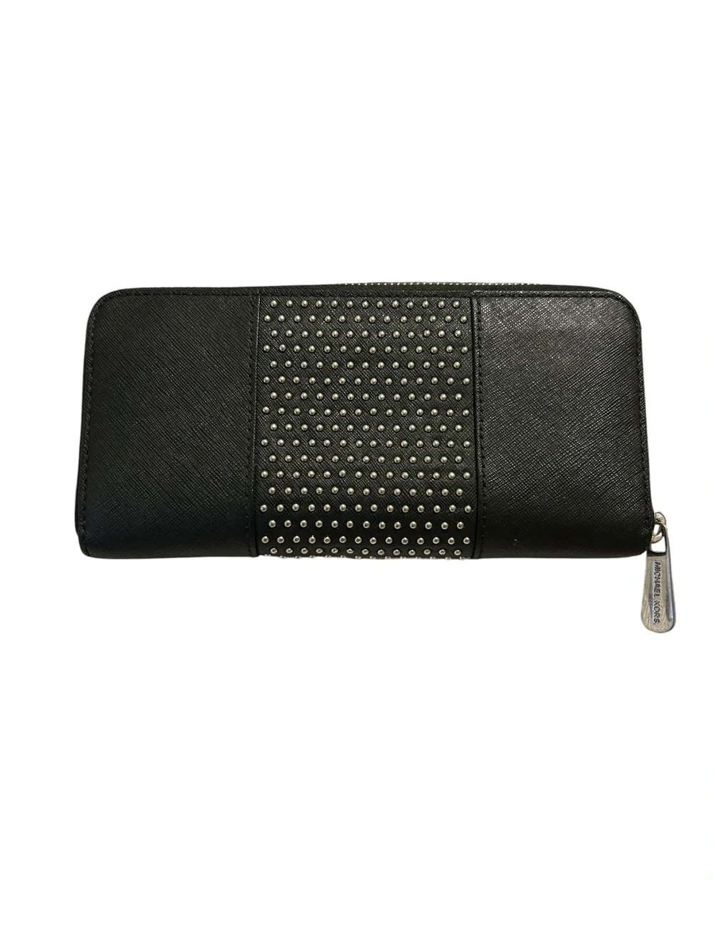 Michael Kors Black Saffiano Leather Micro-Stud Continental Wallet